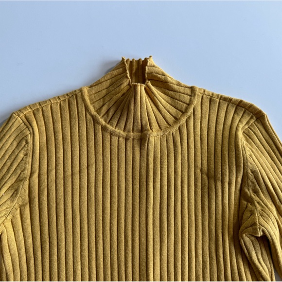 Marled Mock Turtleneck, S, Ribbed, Mustard-y Gold NWOT - Picture 5 of 5